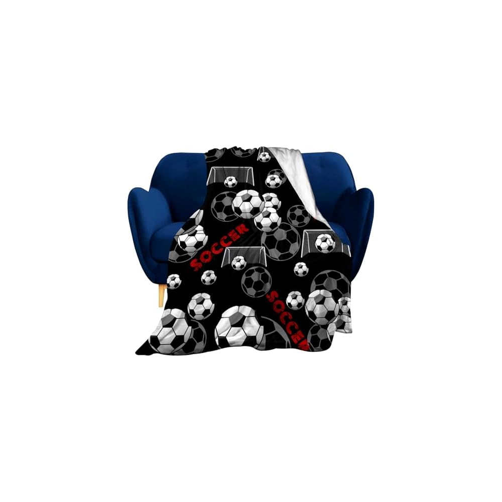 Super Soft Soccer Blanket Lightweight Cozy 3D Printed Flannel Baseball Basketball Throw Blankets for Sport Fans Kids Adults Gifts 50"X40"