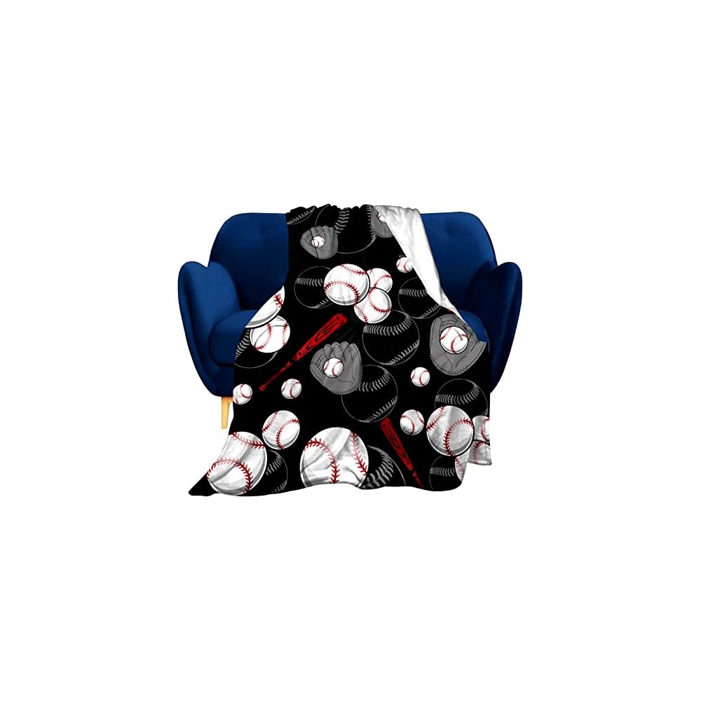 Super Soft Soccer Blanket Lightweight Cozy 3D Printed Flannel Baseball Basketball Throw Blankets for Sport Fans Kids Adults Gifts 50"X40"