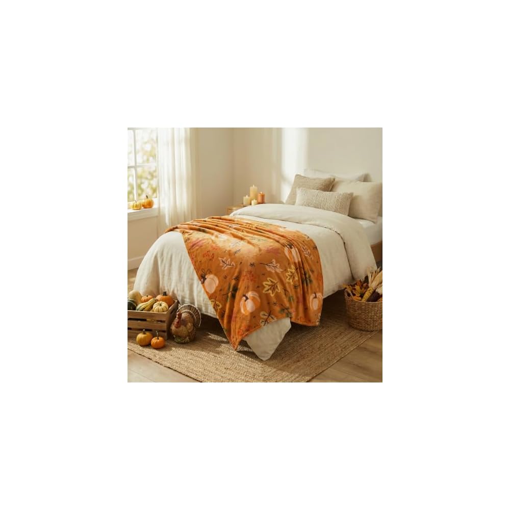 Autumn Harvest Flannel Throw Blanket, W50 x L70in