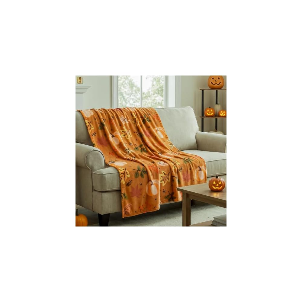 Autumn Harvest Flannel Throw Blanket, W50 x L70in